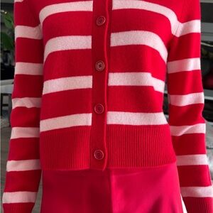 Banana Republic Red and Pink Cashmere Buttoned Sweater.